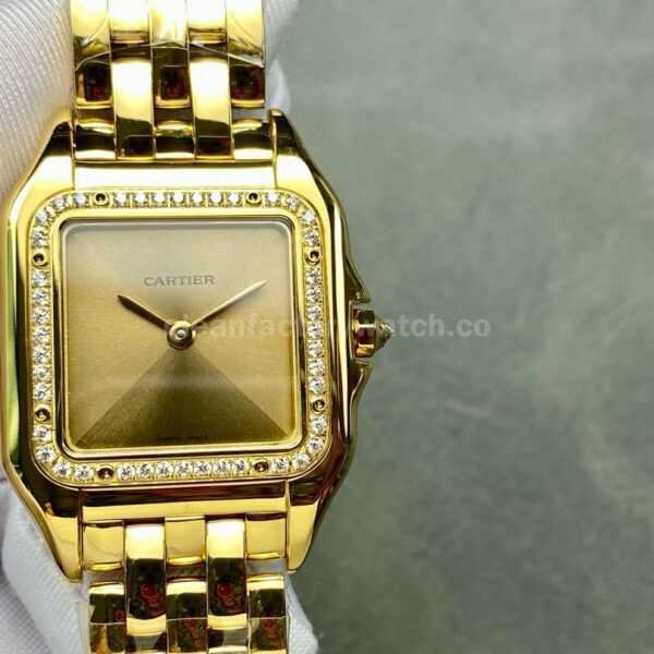 AF Factory Cartier Panthère 27mm Diamond Bezel Full Yellow Gold ,Gold Dial