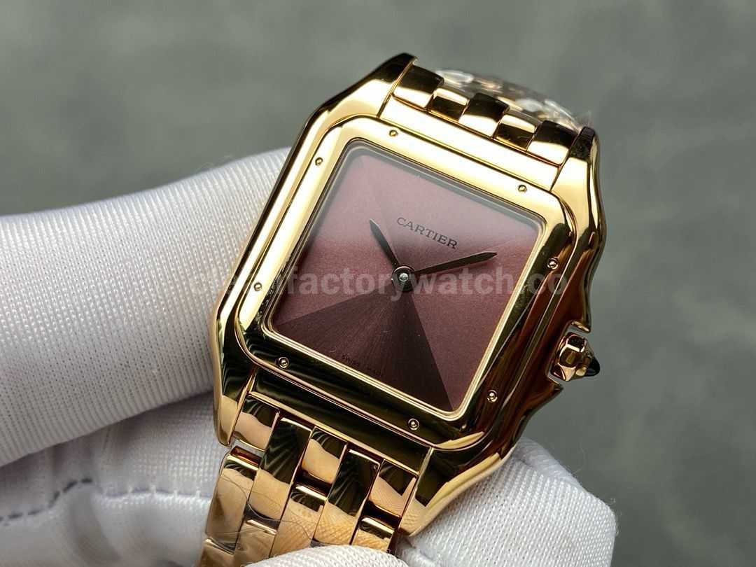 AF Factory Cartier Panthère 27mm Full Rose Gold Red Dial (8)