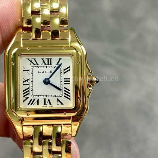 AF Factory Cartier Panthère W25014B9 27mm Full Yellow Gold Roman Numerals Silver Dial