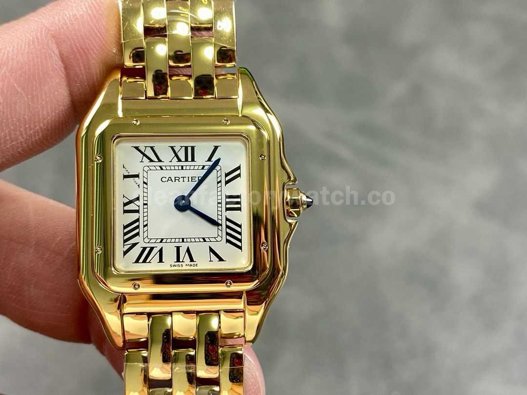 AF Factory Cartier Panthère W25014B9 27mm Full Yellow Gold Roman Numerals Silver Dial (7)