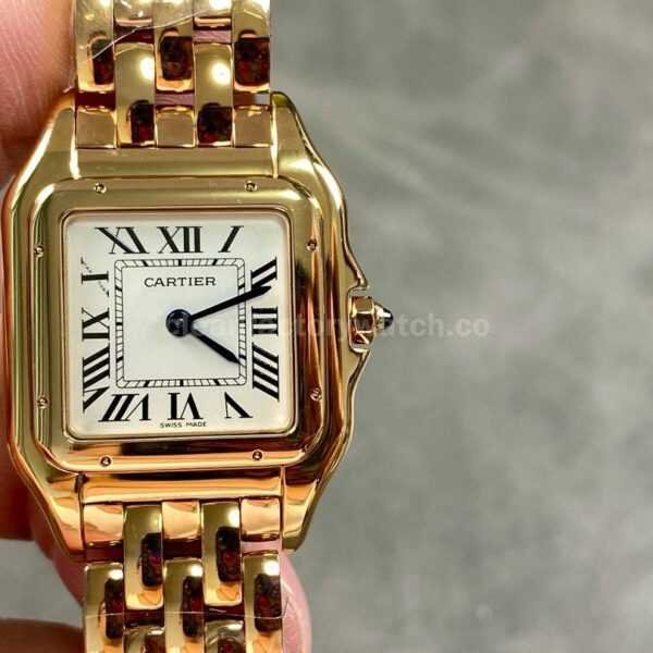 AF Factory Cartier Panthère WJPN0009 27mm Full Rose Gold Roman Numerals Silver Dial