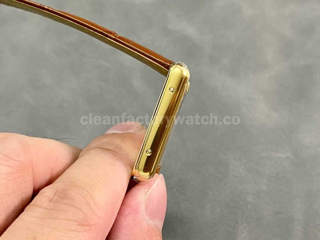 AF Factory Cartier Tank Américaine W2601556 19mm Yellow Gold Leather Strap White Dial (6)