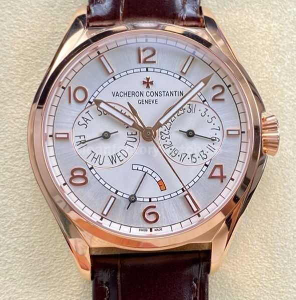 AI Factory Vacheron Constantin Fiftysix 4400E/000R-B436 40mm Rose Gold Leather Strap Arabic Numerals Silver Dial