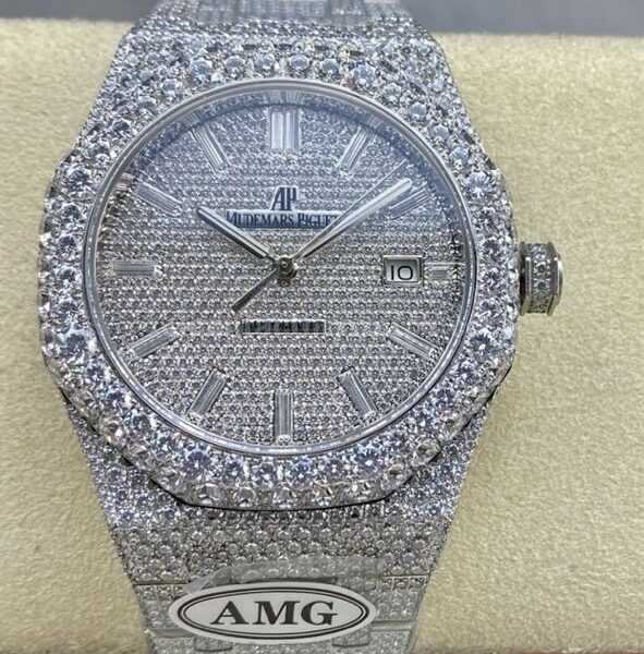 AMG Factory Audemars Piguet Royal Oak Selfwinding 15400 41mm Full Diamond&Steel Diamond Baguette Dial