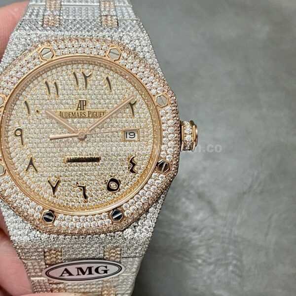 AMG Factory Audemars Piguet Royal Oak Selfwinding 15400 41mm Full Diamond&Steel，Arabic Number Diamond Dial