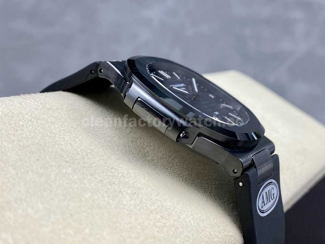 AMG Factory Customer Made Patek Philippe Nautilus PP5711 40mm Ceramics Black Rubber Strap Grey Dial (1)
