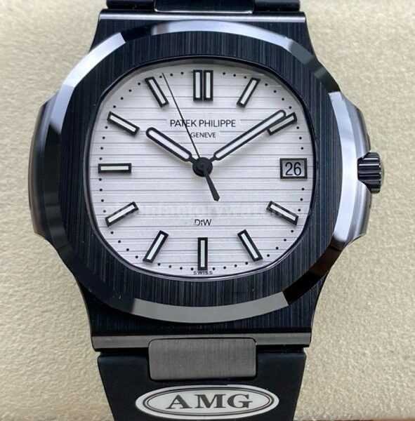 AMG Factory Customer Made Patek Philippe Nautilus PP5711 40mm Ceramics Black Rubber Strap White Dial