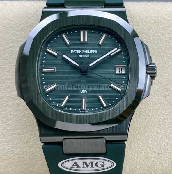 AMG Factory Customer Made Patek Philippe Nautilus PP5711 40mm Ceramics Dark Green Rubber Strap Dark Green Dial