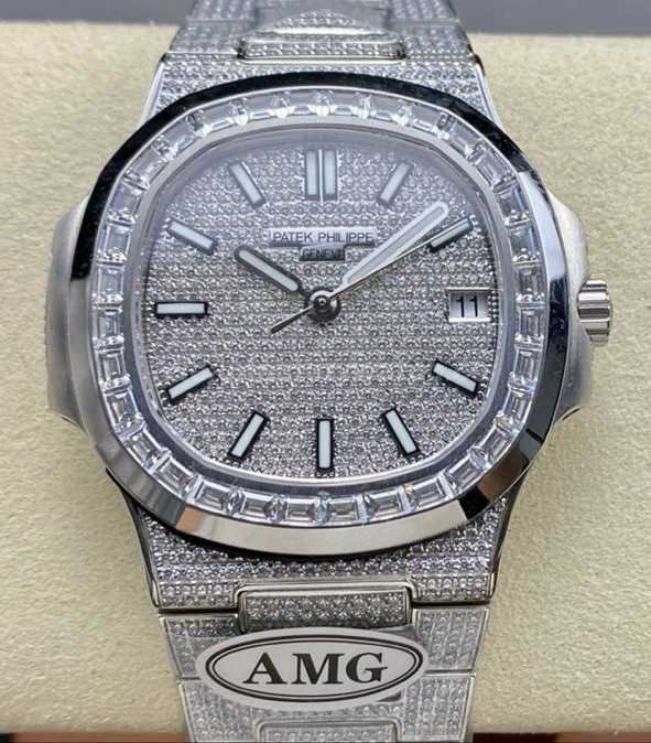 AMG Factory Patek Philippe Nautilus PP5711 40mm Baguette Diamond Bezel White GoldDiamond (5)