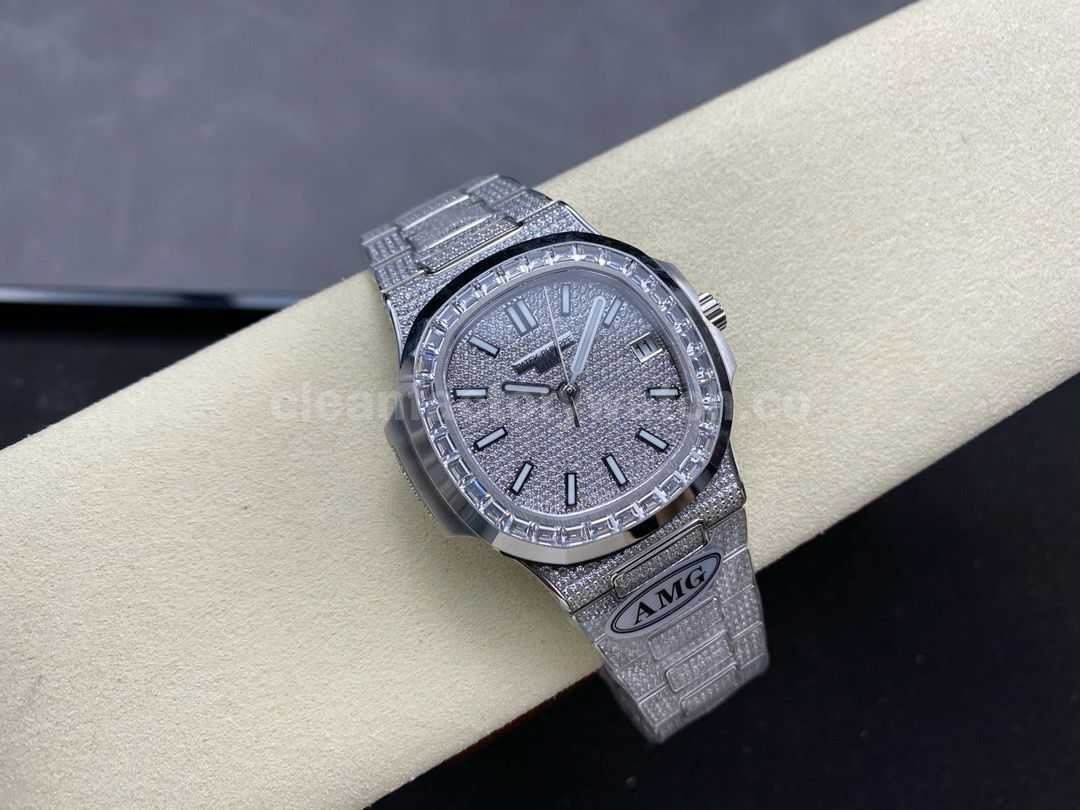 AMG Factory Patek Philippe Nautilus PP5711 40mm Baguette Diamond Bezel White GoldDiamond (8)