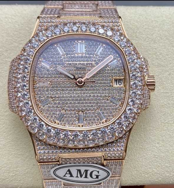 AMG Factory Patek Philippe Nautilus PP5711 40mm Diamond Bezel Rose GoldDiamond Baguette Di (4)