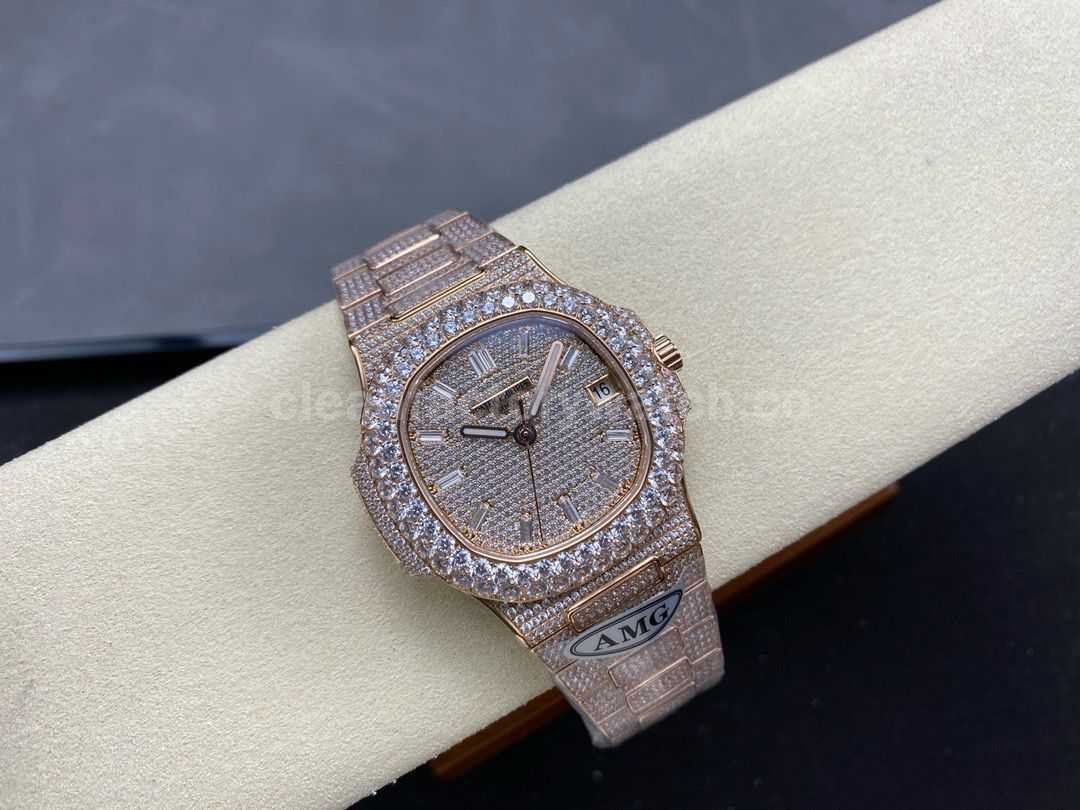 AMG Factory Patek Philippe Nautilus PP5711 40mm Diamond Bezel Rose GoldDiamond Baguette Di (7)