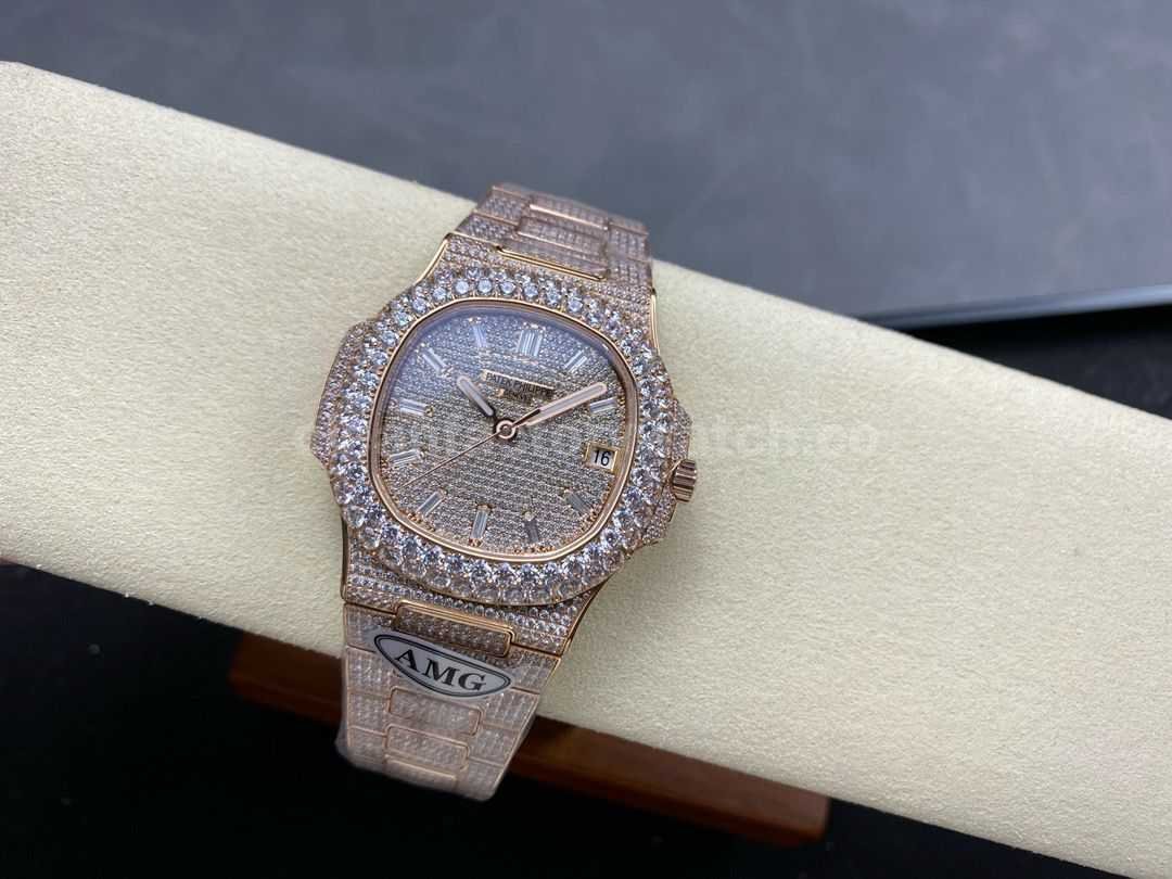 AMG Factory Patek Philippe Nautilus PP5711 40mm Diamond Bezel Rose GoldDiamond Baguette Di (9)