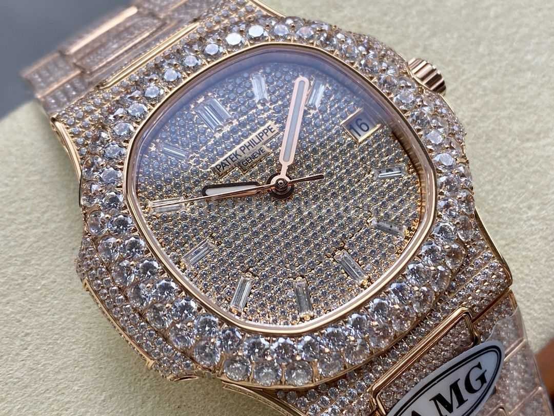 AMG Factory Patek Philippe Nautilus PP5711 40mm Diamond Bezel Rose GoldDiamond Baguette Diam (1)