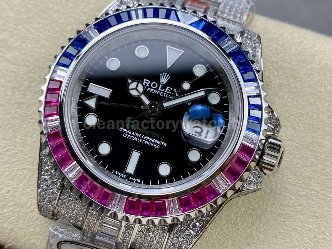 AMG Factory Rolex GMT Master II 116769TBR 74779BR 40mm Blue&Red Diamond Bezel Full 904L Black Dial (3)