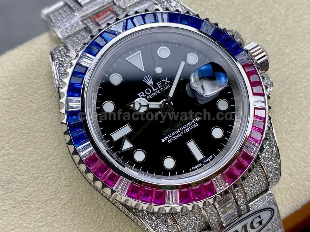 AMG Factory Rolex GMT Master II 116769TBR 74779BR 40mm Blue&Red Diamond Bezel Full 904L Black Dial (4)