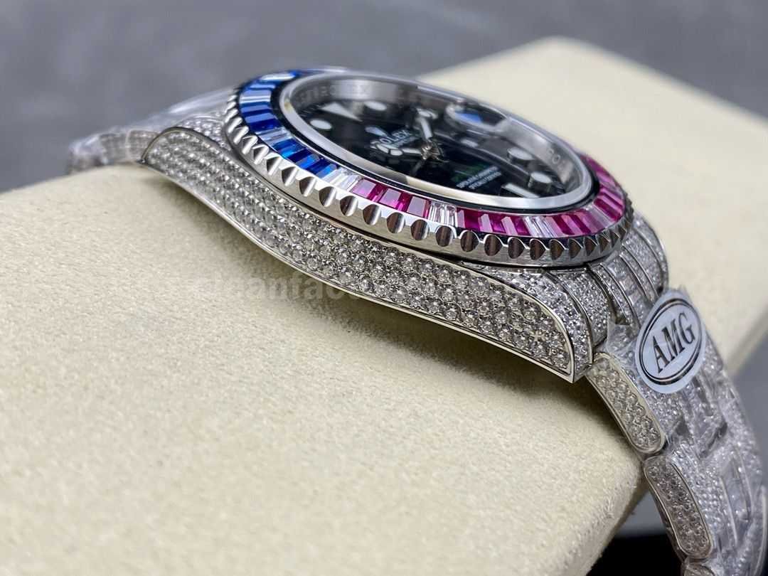 AMG Factory Rolex GMT Master II 116769TBR 74779BR 40mm Blue&Red Diamond Bezel Full 904L Black Dial (9)