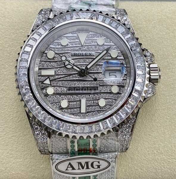 AMG Factory Rolex GMT-Master II 116769TBR-74779BR 40mm Full 904L Half Green Bracelet Material Diamond Dial