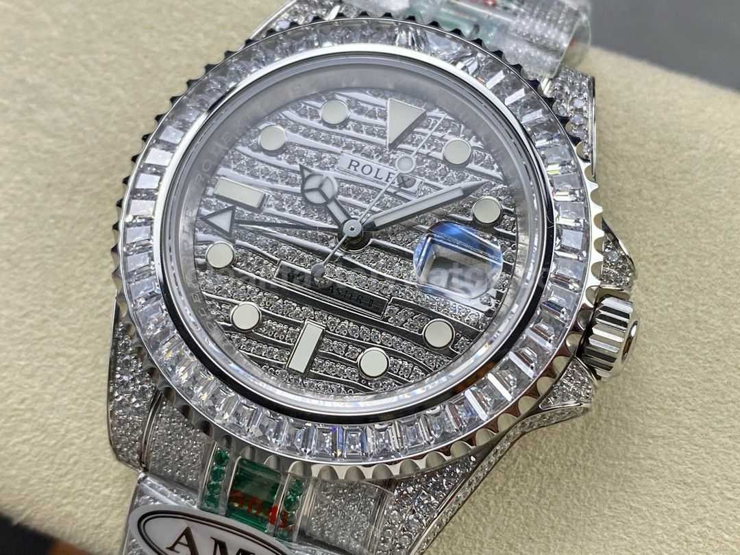 AMG Factory Rolex GMT Master II 116769TBR 74779BR 40mm Full 904L Half Green Bracelet Material Diamond D (1)