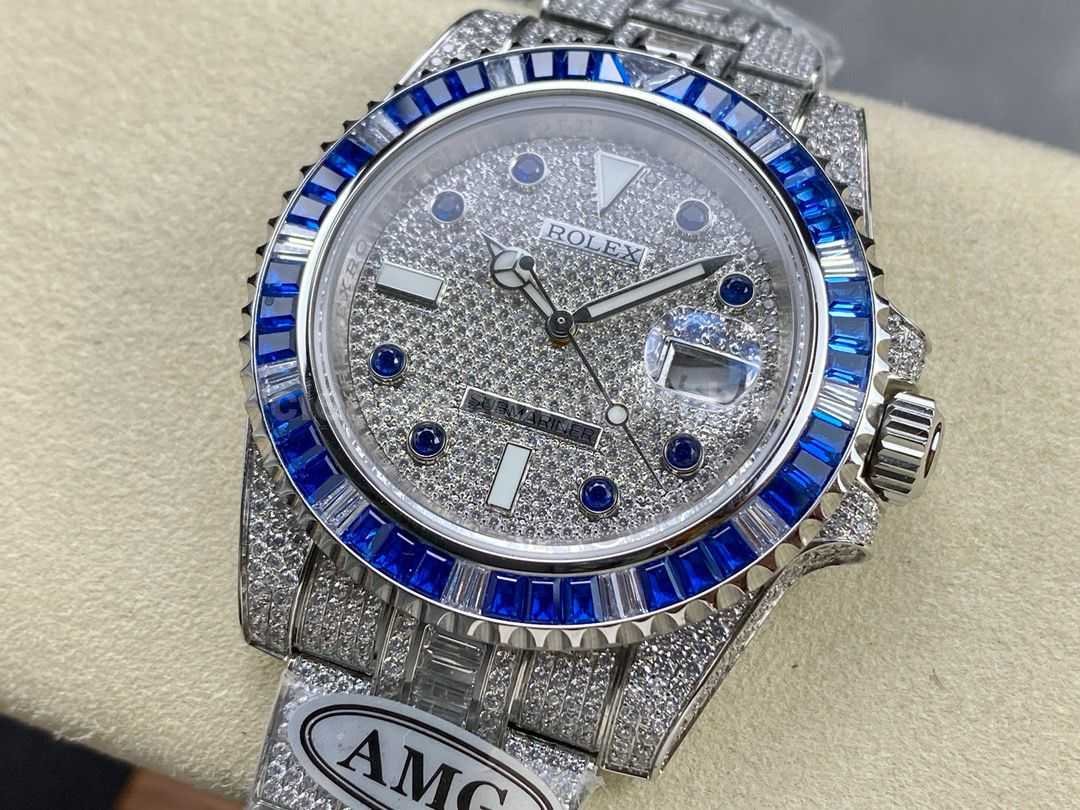 AMG Factory Rolex Submariner Date 116610 40mm Blue&White Diamond Bezel Full 904L&Diamond Blu (5)