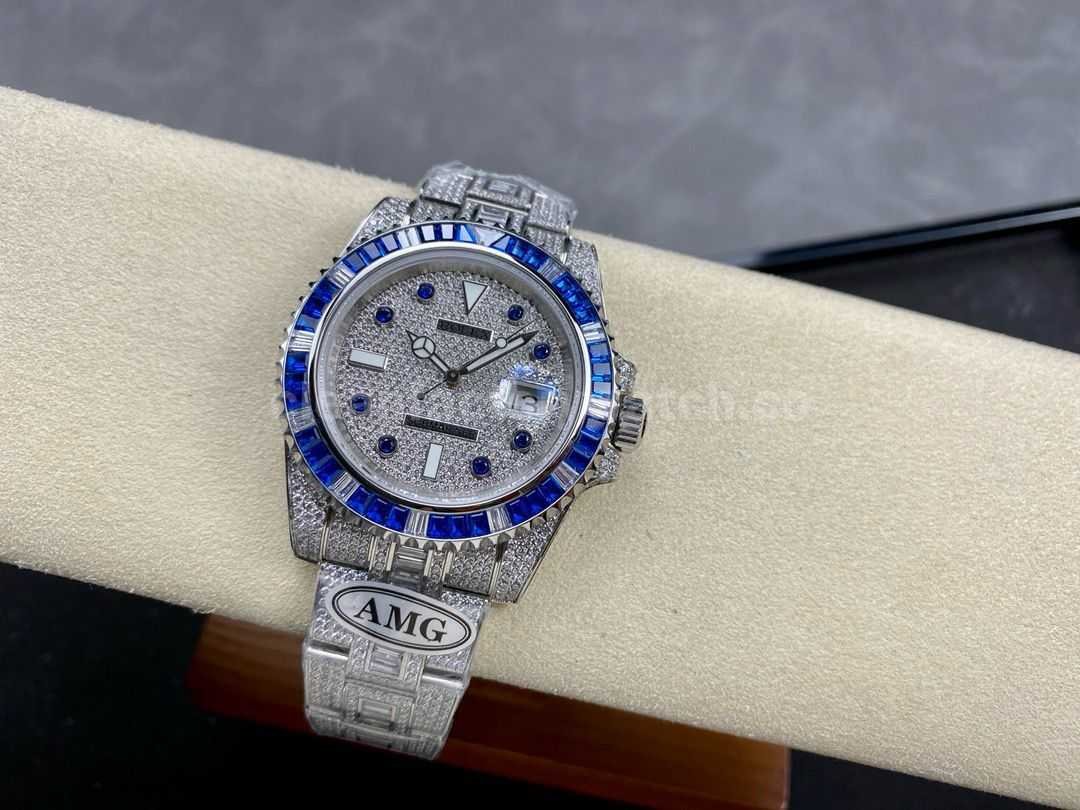 AMG Factory Rolex Submariner Date 116610 40mm Blue&White Diamond Bezel Full 904L&Diamond Blu (6)
