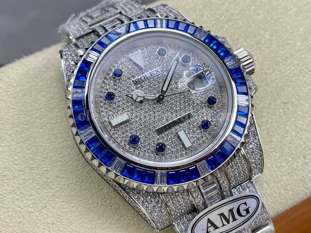 AMG Factory Rolex Submariner Date 116610 40mm Blue&White Diamond Bezel Full 904L&Diamond Blu (9)