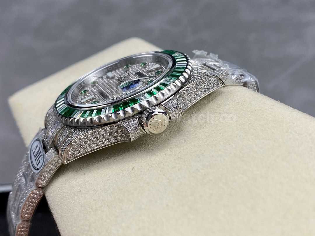 AMG Factory Rolex Submariner Date 116610 40mm Green&White Diamond Bezel Full 904L&Diamond (7)