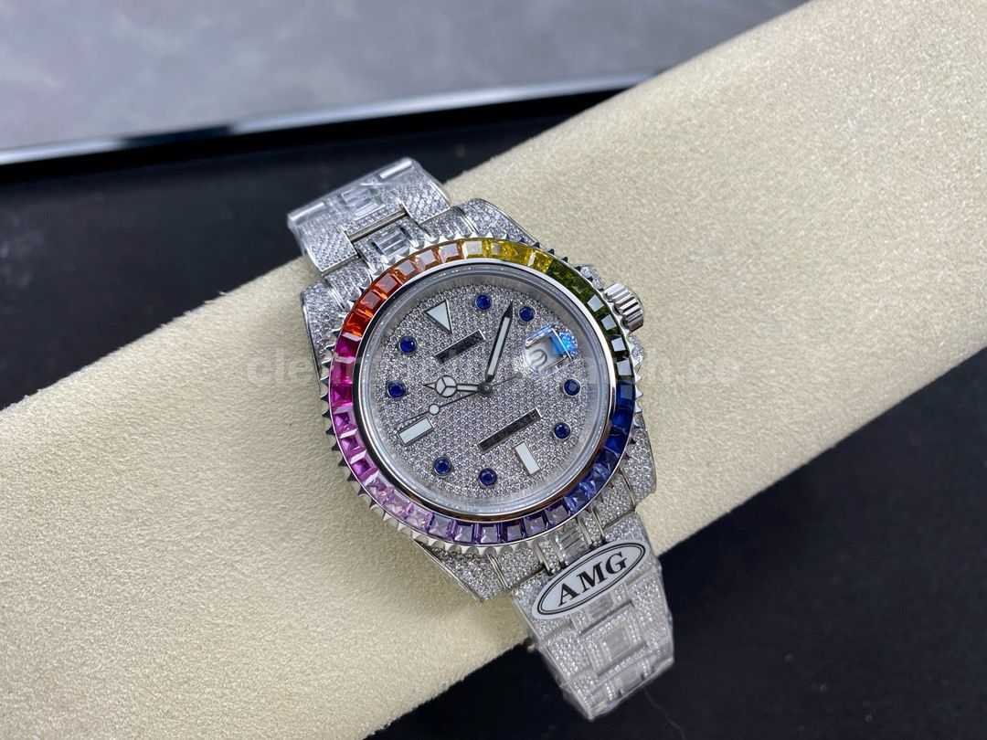 AMG Factory Rolex Submariner Date 116610 40mm Rainbow Diamond Bezel Full 904L&Diamond,Blue Word (3)