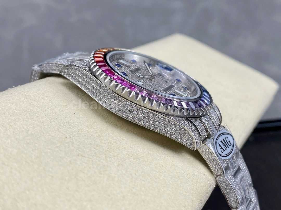 AMG Factory Rolex Submariner Date 116610 40mm Rainbow Diamond Bezel Full 904L&Diamond,Blue Word (6)