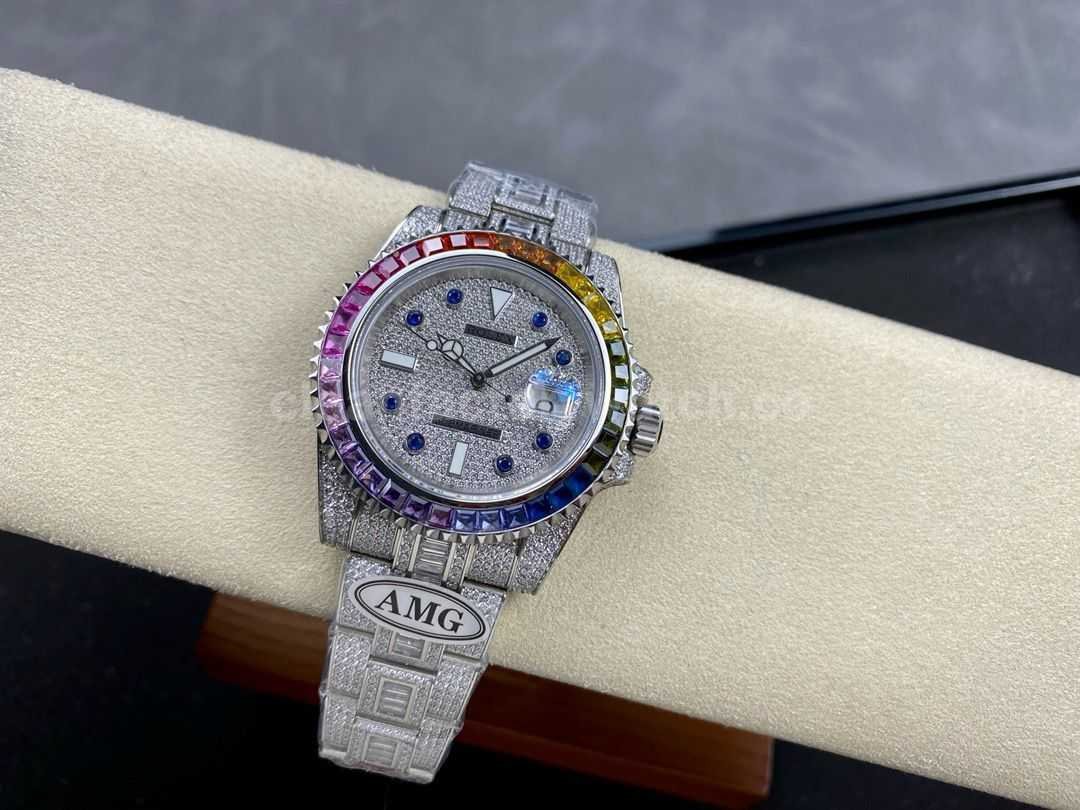 AMG Factory Rolex Submariner Date 116610 40mm Rainbow Diamond Bezel Full 904L&Diamond,Blue Word