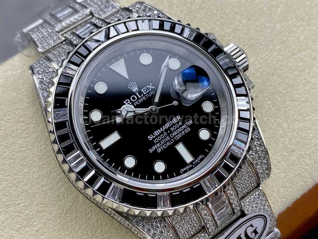 AMG Factory Rolex Submariner Date 116610LN 40mm Black&White Diamond Bezel Full 904L&Diamond Black Dial (1)