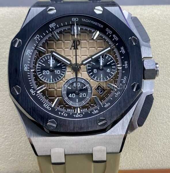 APF Factory Audemars Piguet Royal Oak Chronograph 26420SO.OO.A600CA.01 43mm Steel Rubber Strap Brown Dial