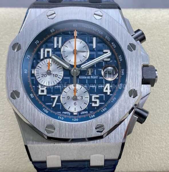 APF Factory Audemars Piguet Royal Oak Offshore Chronograph 26470ST.OO.A027CA.01 42mm Steel Leather Strap Arabic Numerals Blue Dial