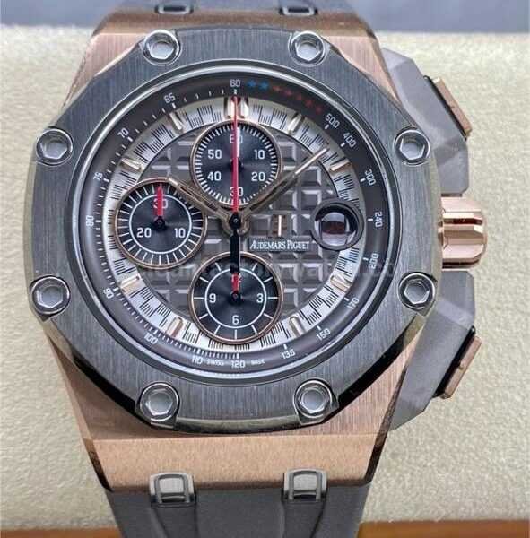 APF Factory Audemars Piguet Royal Oak Offshore Chronograph 26568OM.OO.A004CA.01 44mm Rose Gold Rubber Strap Grey Dial