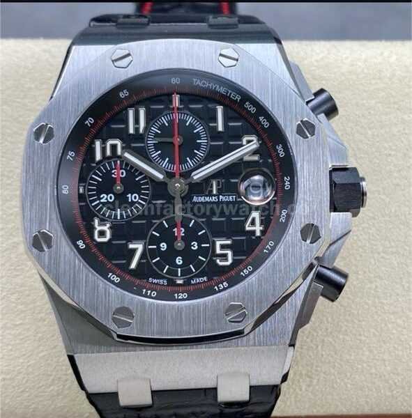 APF Factory Audemars Piguet Royal Oak Offshore Vampire Chronograph 26470ST.OO.A101CR.01 42mm Steel Leather Strap Arabic Numerals Black Dial