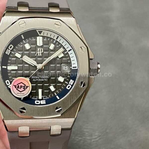 APS Factory Audemars Piguet Royal Oak Offshore Diver Selfwinding 42mm 15720ST.OO.A009CA.01 Steel Grey Rubber Strap Grey Dial
