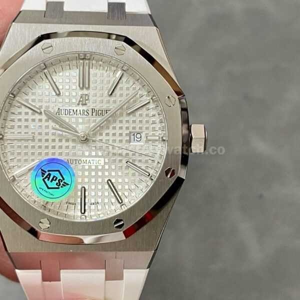 APS Factory Audemars Piguet Royal Oak Selfwinding 41mm 15400ST.OO.1220ST.04 Rubber Strap Silver Dial