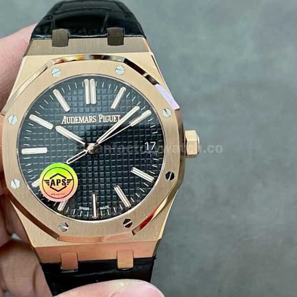 APS Factory Audemars Piguet Royal Oak Selfwinding 41mm 15510OR.OO.D002CR.02 Rose Gold Leather Black Dial