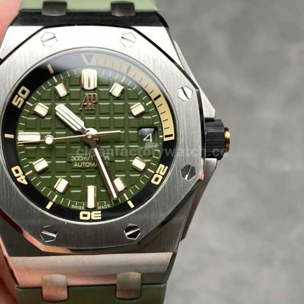 APS Factory Audemars Piguet Royal Oak Offshore Diver Selfwinding 42mm 15720ST.OO.A052CA.01 Steel Avocado Green Dial