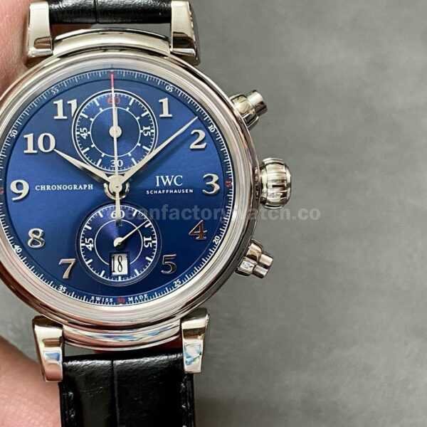 APS Factory IWC Da Vinci Chronograph IW393402 42mm Steel Leather Strap Arabic Numerals Blue Dial