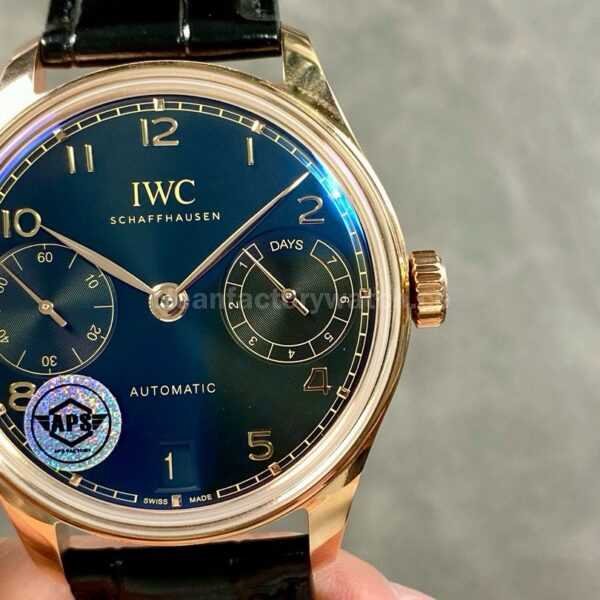 APS Factory IWC Portuguese IW500713 42.4mm Rose Gold Leather Strap Blue Dial