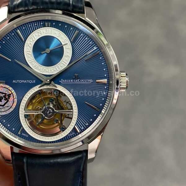 APS Factory Jaeger-LeCoultre Master Ultra Thin Tourbillon Q13234E1 40mm Steel Leather Strap Blue Dial