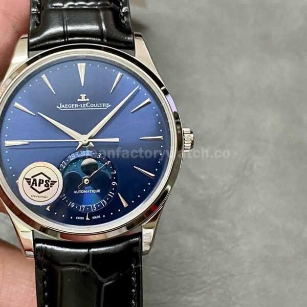 APS Factory Jaeger-LeCoultre Moon Phase Master Q1368480 39mm Steel Leather Strap Blue Dial