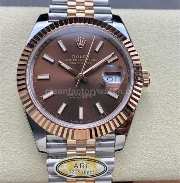 ARF Factory Counterweight Rolex Datejust 126331-0002 41mm Half Rose Gold Brown Dial Jubilee