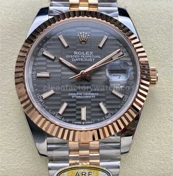 ARF Factory Counterweight Rolex Datejust 126331-0020 41mm Half Rose Gold Fluted Grey Dial Jubilee