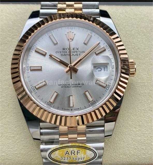 ARF Factory Counterweight Rolex Datejust 126331 41mm Half Rose Gold Silver Dial Jubilee (10)