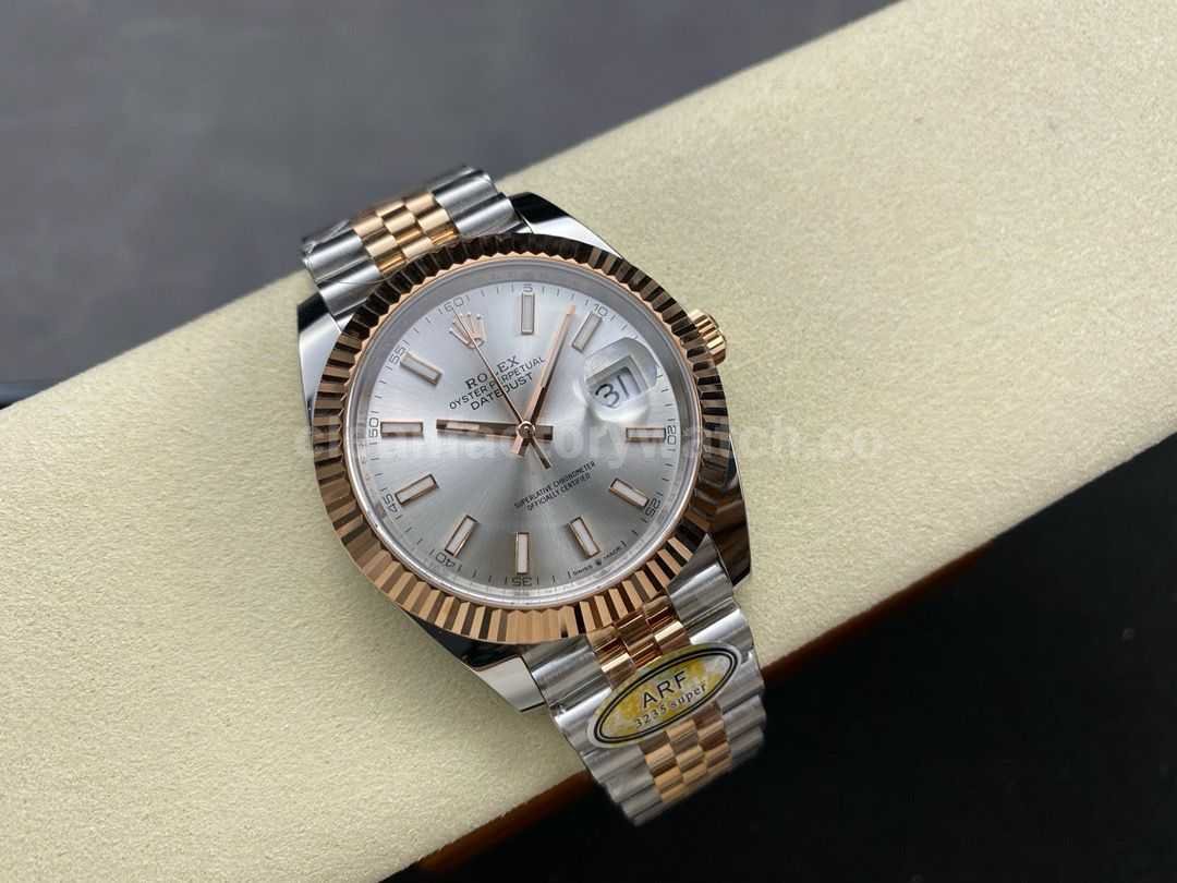ARF Factory Counterweight Rolex Datejust 126331 41mm Half Rose Gold Silver Dial Jubilee (6)