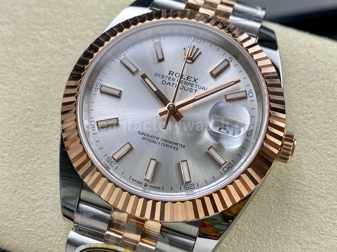 ARF Factory Counterweight Rolex Datejust 126331 41mm Half Rose Gold Silver Dial Jubilee (7)