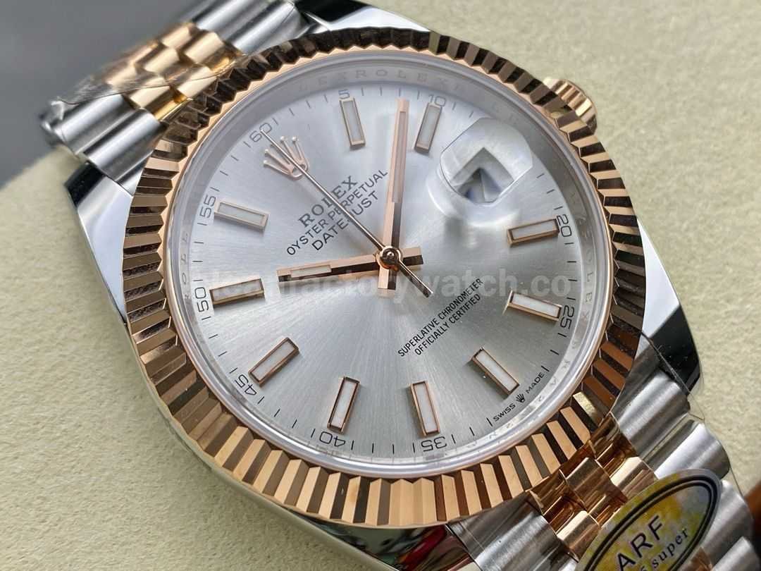 ARF Factory Counterweight Rolex Datejust 126331 41mm Half Rose Gold Silver Dial Jubilee (9)