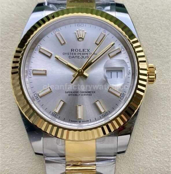 ARF Factory Counterweight Rolex Datejust 126333-0001 41mm Half Yellow Gold Silver Dial